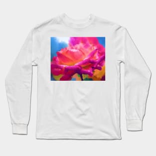 Soft Rose Bloom In Pink and Orange Long Sleeve T-Shirt